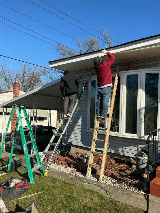 Restoration crew performing exterior repair in Cleveland